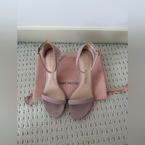 Stuart Weitzman Dusty Pink Suede Ankle Strap Heels